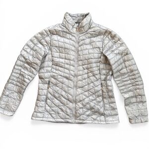 The North Face Thermoball Puffer Jacket Womens L Silver Excellent Lightweight